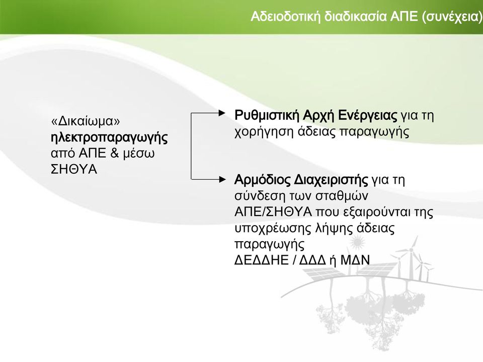 παραγωγής Αρμόδιος Διαχειριστής για τη σύνδεση των σταθμών ΑΠΕ/ΣΗΘΥΑ