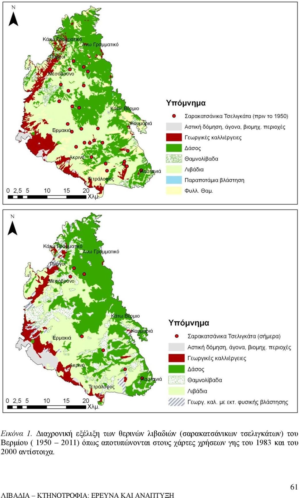 τσελιγκάτων) του Βερμίου ( 1950 2011) όπως αποτυπώνονται