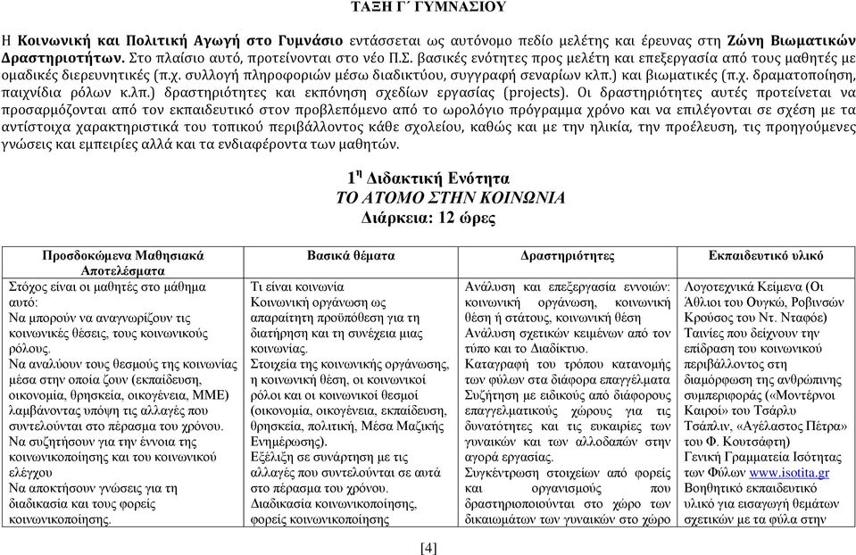 Οι δραστηριότητες αυτές προτείνεται να προσαρμόζονται από τον εκπαιδευτικό στον προβλεπόμενο από το ωρολόγιο πρόγραμμα χρόνο και να επιλέγονται σε σχέση με τα αντίστοιχα χαρακτηριστικά του τοπικού