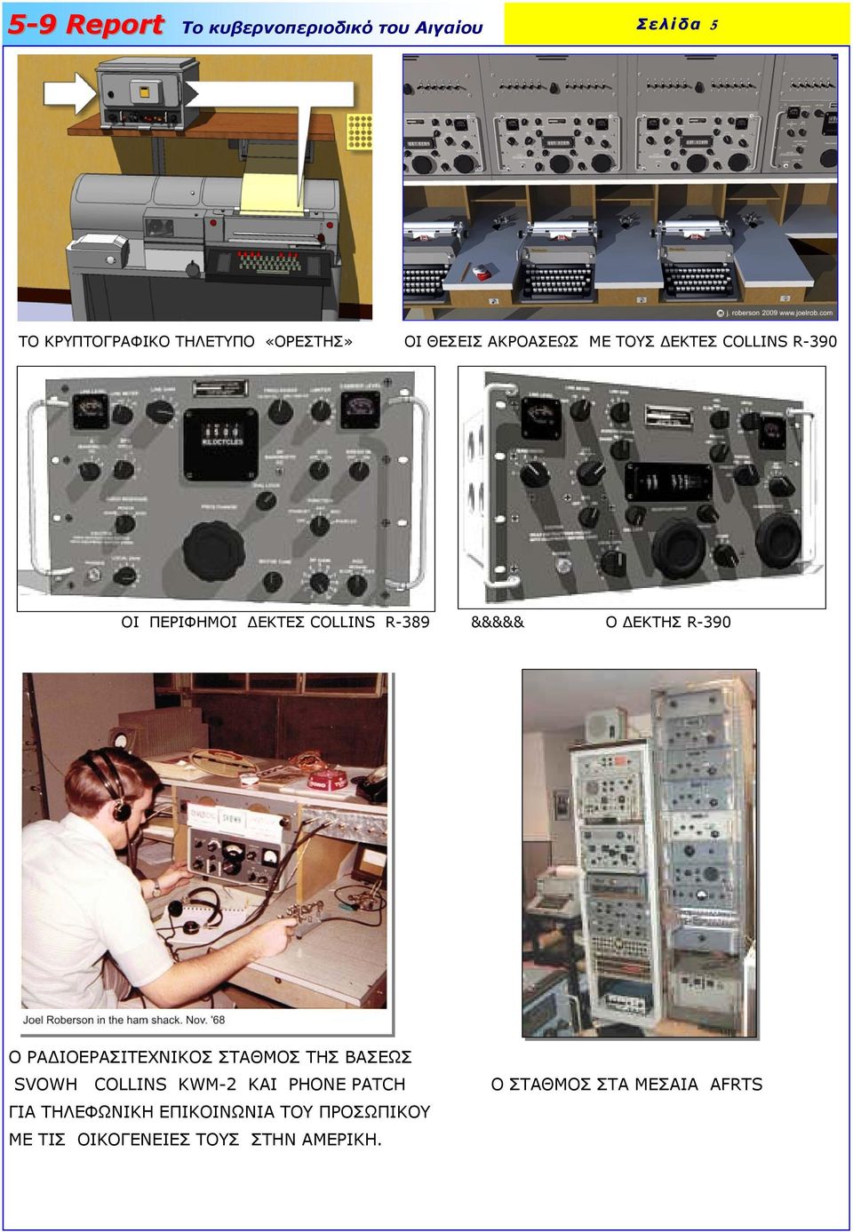 IOEPAΣITEXNIKOΣ ΣTAΘMOΣ THΣ BAΣEΩΣ SVOWH COLLINS KWM-2 KAI PHONE PATCH ΓIA