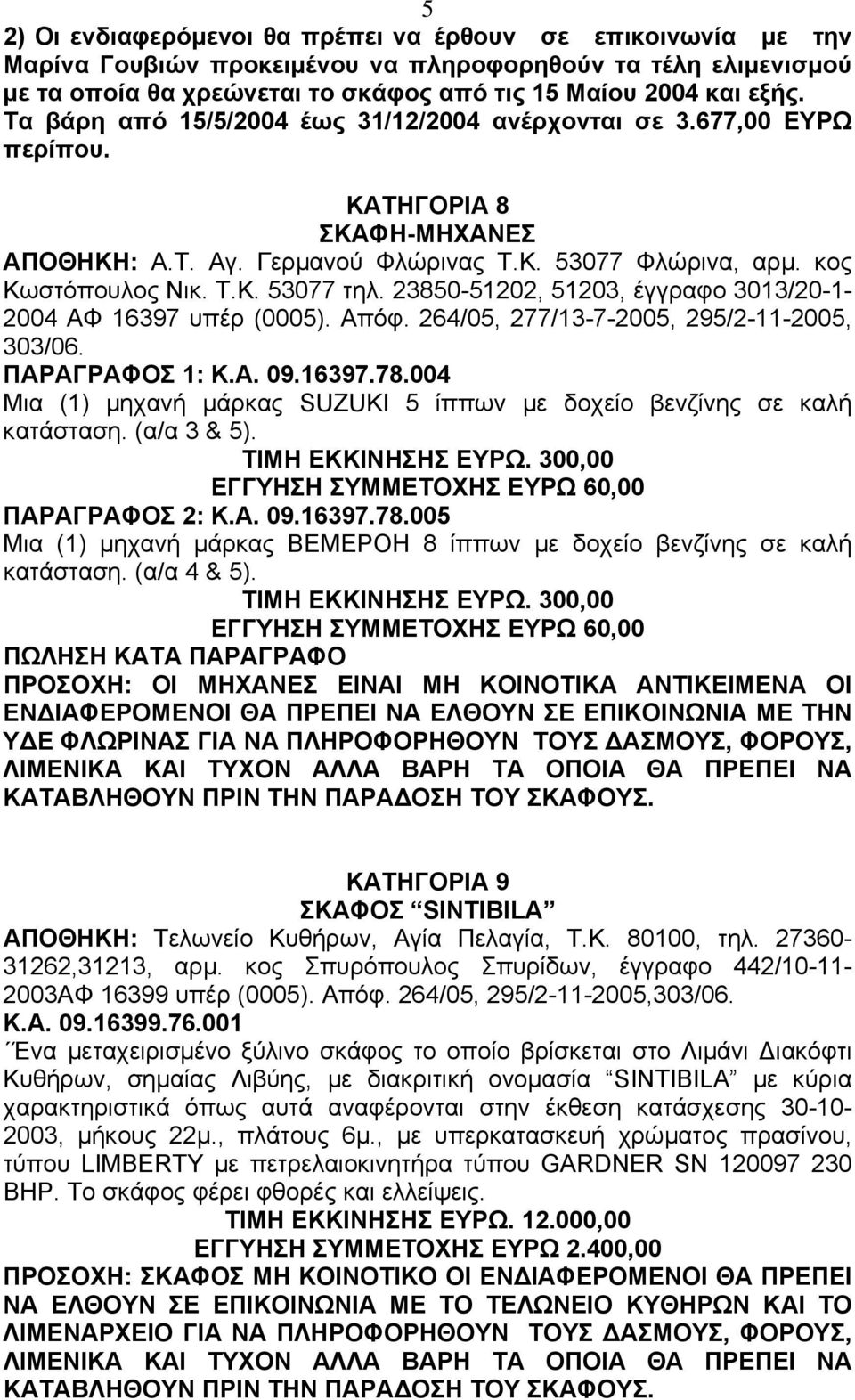 23850-51202, 51203, έγγραφο 3013/20-1- 2004 ΑΦ 16397 υπέρ (0005). Απόφ. 264/05, 277/13-7-2005, 295/2-11-2005, 303/06. ΠΑΡΑΓΡΑΦΟΣ 1: Κ.Α. 09.16397.78.