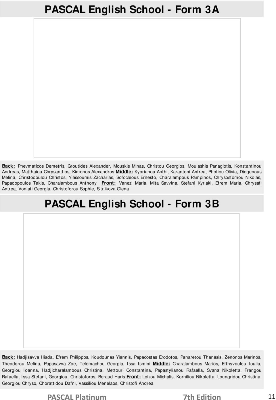 Papadopoulos Takis, Charalambous Anthony Front: Vanezi Maria, Mita Savvina, Stefani Kyriaki, Efrem Maria, Chrysafi Antrea, Voniati Georgia, Christoforou Sophie, Sitnikova Olena PASCAL English School