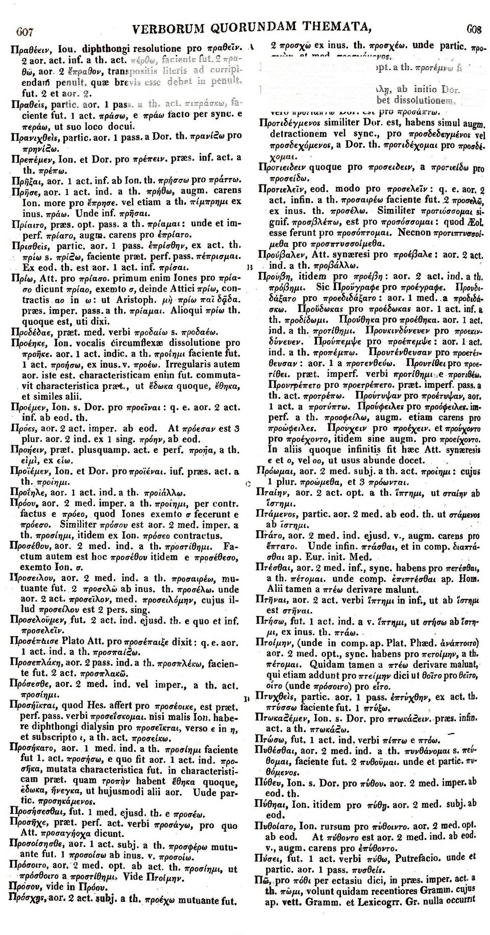 est, in Πραθβίί, partic. aor. 1 pass. a th. act. πιπράσκω, faciente fut. 1 act. πρόσω, e πράω facto per sync. e fine Ion. dipbthongi t habet dissolutionera. Itidem vero προτιάπτω Dor.