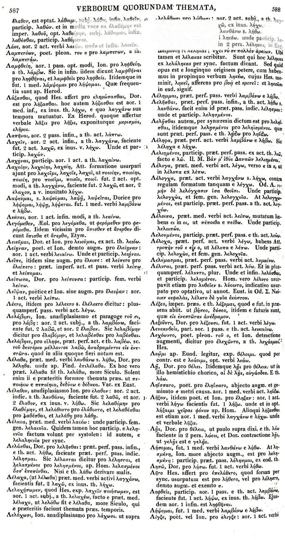 unde particip. \ e. ληκώς, et ap. Hesiod. in 2 pers. λέληκας, in Erg. Λάκε, aor. 2 act. verbi λακέω. unde et infin. λακείν. Δαιμονίη τί λέληκας ; έχει νύ σε. πολλόν άρείοιν. Ubi Λαμχετόων, poet.