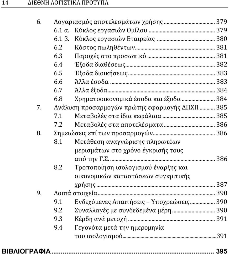 Ανάλυση προσαρμογών πρώτης εφαρμογής ΔΠΧΠ... 385 7.1 Μεταβολές στα ίδια κεφάλαια... 385 7.2 Μεταβολές στα αποτελέσματα... 386 8.