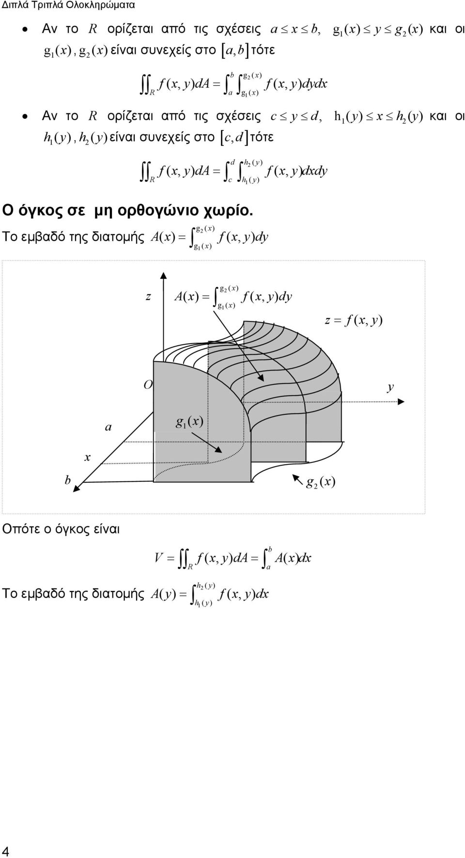 f( dd, ) c h ( ) Ο όγκος σε μη ορθογώνιο χωρίο.