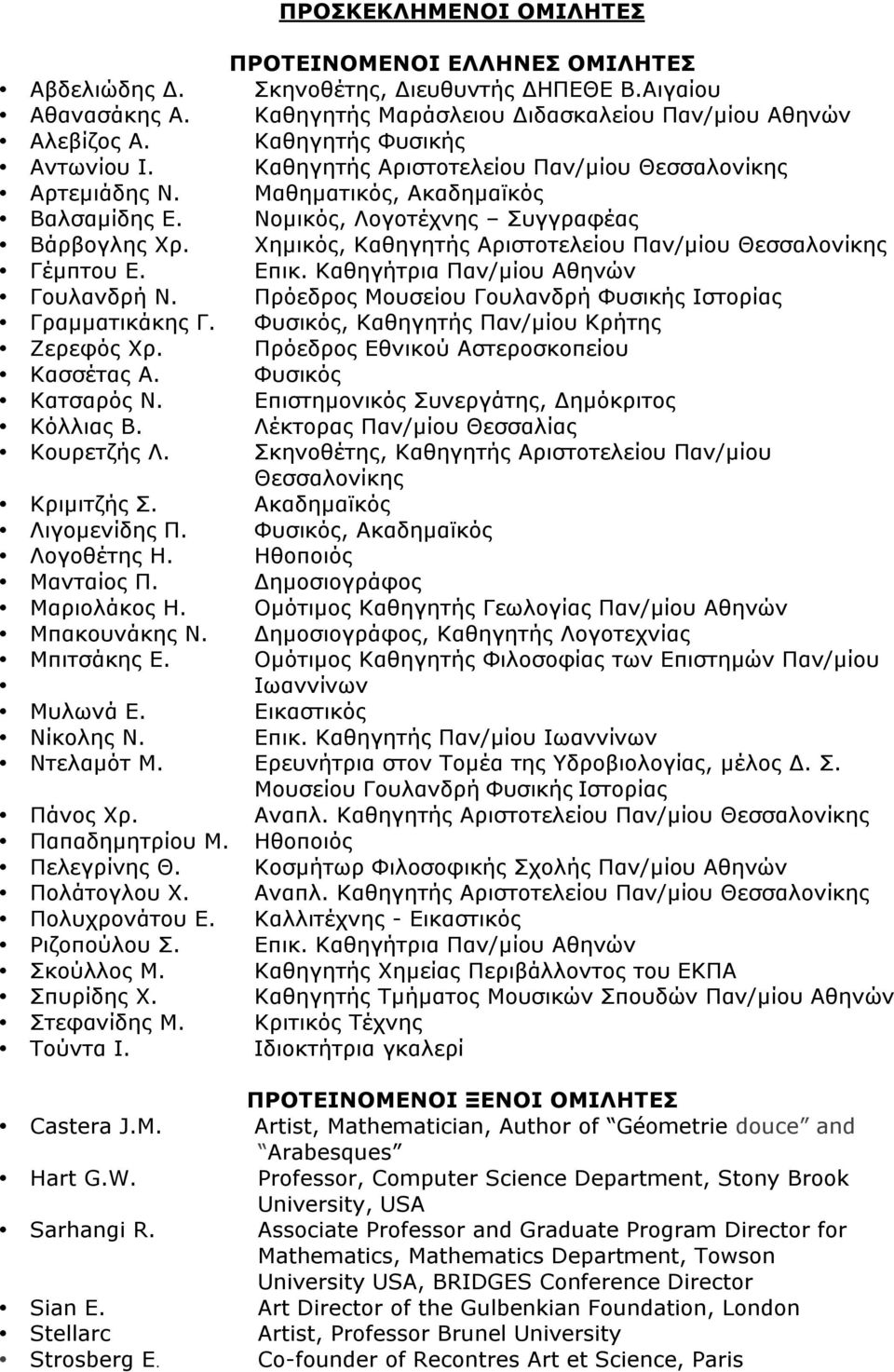 Χηµικός, Καθηγητής Αριστοτελείου Παν/µίου Γέµπτου Ε. Επικ. Καθηγήτρια Παν/µίου Αθηνών Γουλανδρή Ν. Πρόεδρος Μουσείου Γουλανδρή Φυσικής Ιστορίας Γραµµατικάκης Γ.