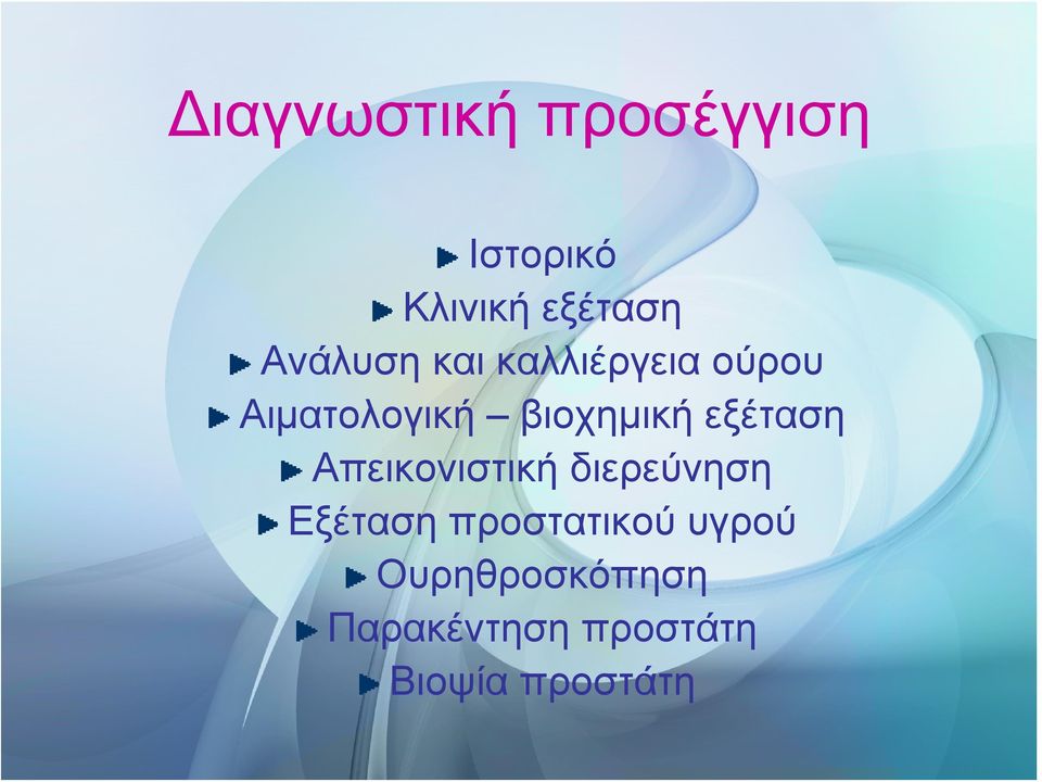 εξέταση Απεικονιστική διερεύνηση Εξέταση προστατικού