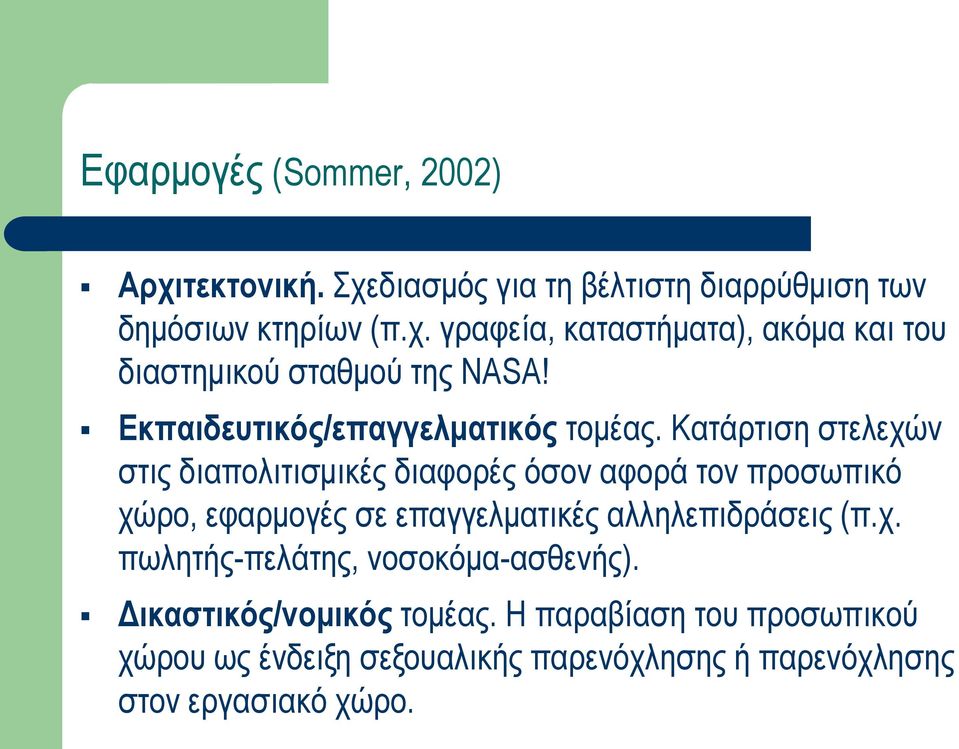 Κατάρτιση στελεχών στις διαπολιτισμικές διαφορές όσον αφορά τον προσωπικό χώρο, εφαρμογές σε επαγγελματικές αλληλεπιδράσεις (π.