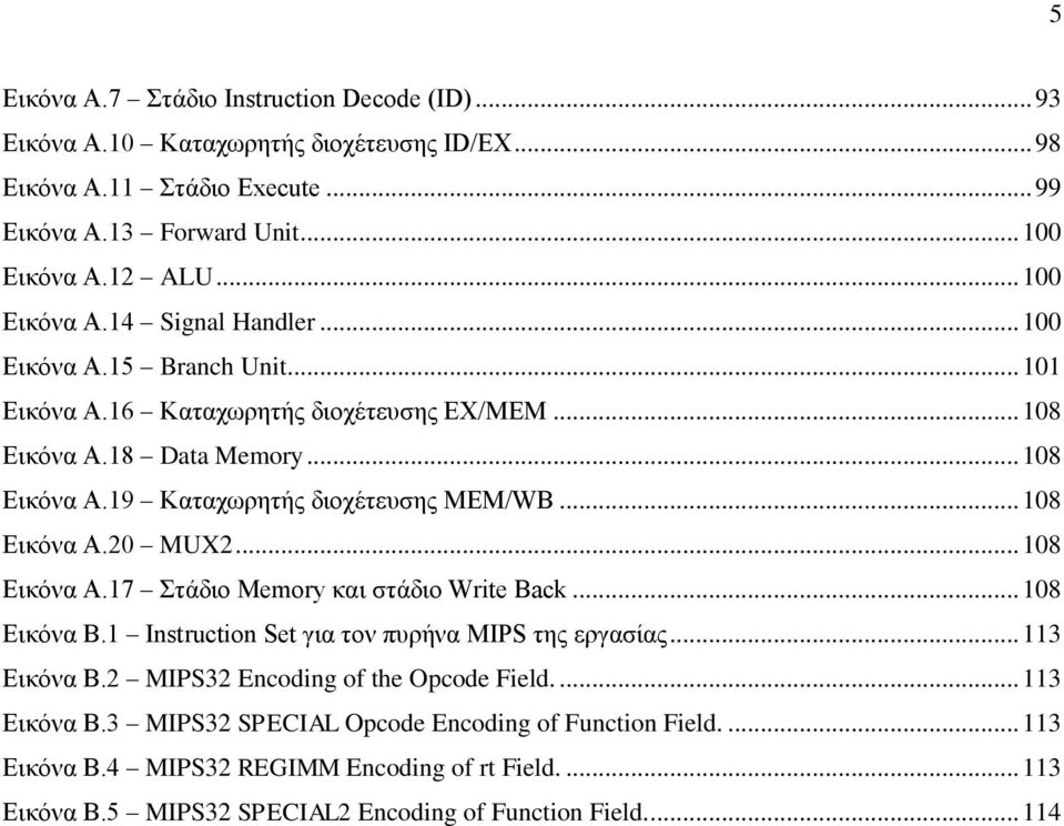 .. 108 Εικόνα A.20 MUX2... 108 Εικόνα A.17 Στάδιο Memory και στάδιο Write Back... 108 Εικόνα Β.1 Instruction Set για τον πυρήνα MIPS της εργασίας... 113 Εικόνα Β.