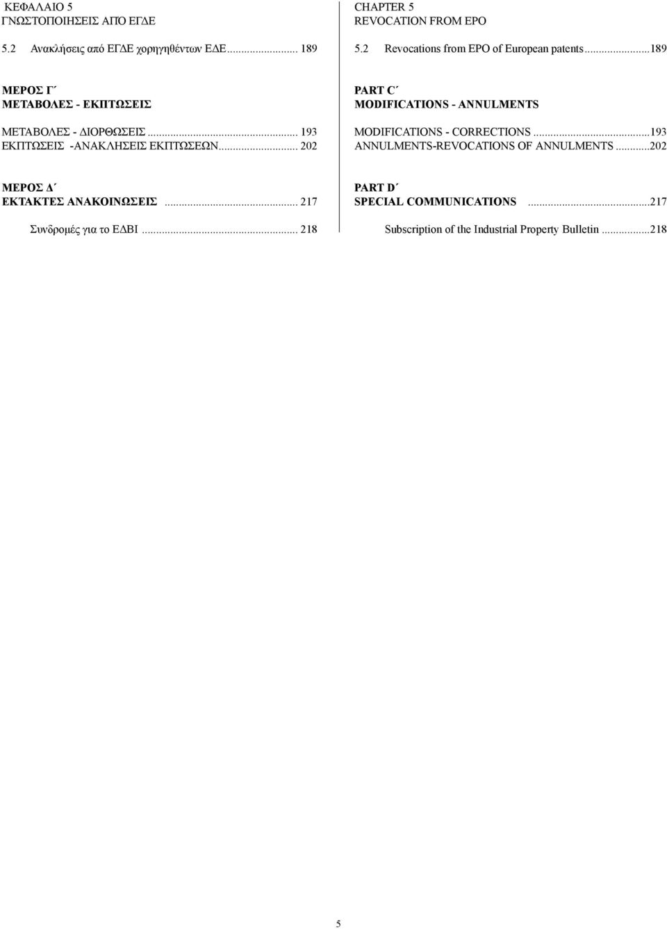 .. 193 ΕΚΠΤΩΣΕΙΣ -ΑΝΑΚΛΗΣΕΙΣ ΕΚΠΤΩΣΕΩΝ... 202 PART C MODIFICATIONS - ANNULMENTS MODIFICATIONS - CORRECTIONS.