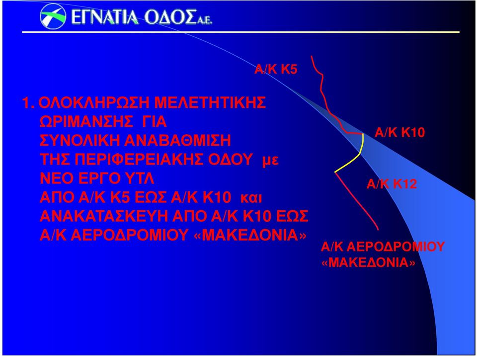 ΤΗΣ ΠΕΡΙΦΕΡΕΙΑΚΗΣ Ο ΟΥ με ΝΕΟ ΕΡΓΟ ΥΤΛ ΑΠΟ Α/Κ Κ5 ΕΩΣ Α/Κ