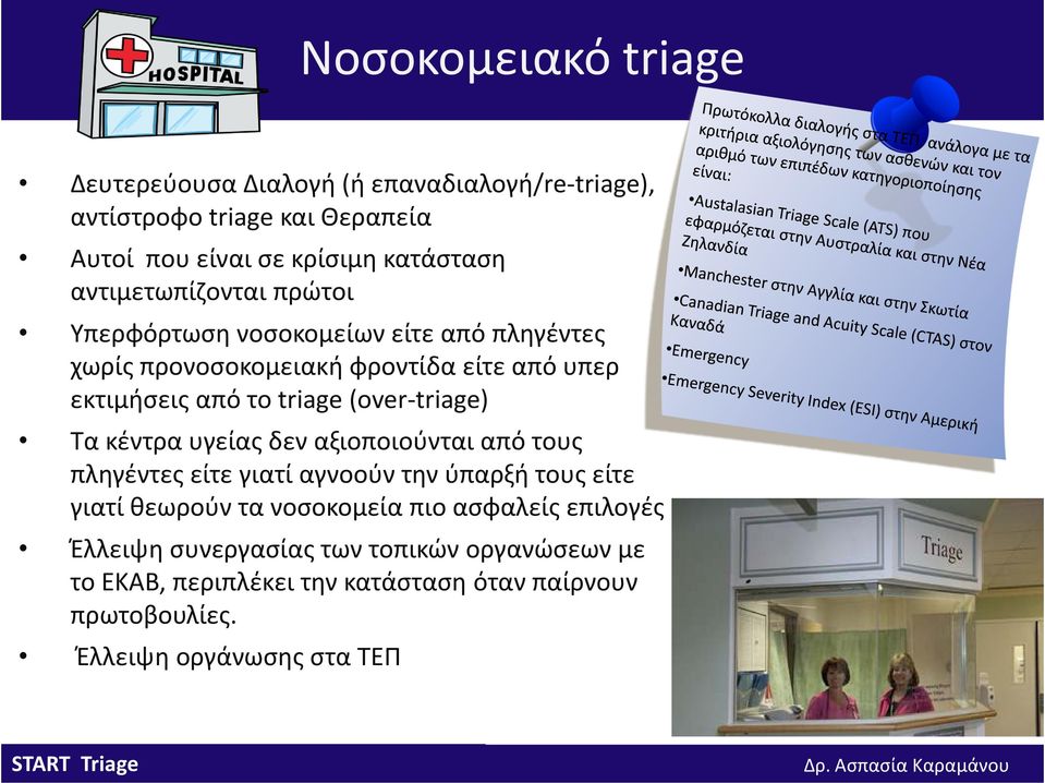 triage(over-triage) Τα κέντρα υγείας δεν αξιοποιούνται από τους πληγέντες είτε γιατί αγνοούν την ύπαρξή τους είτε γιατί θεωρούν τα