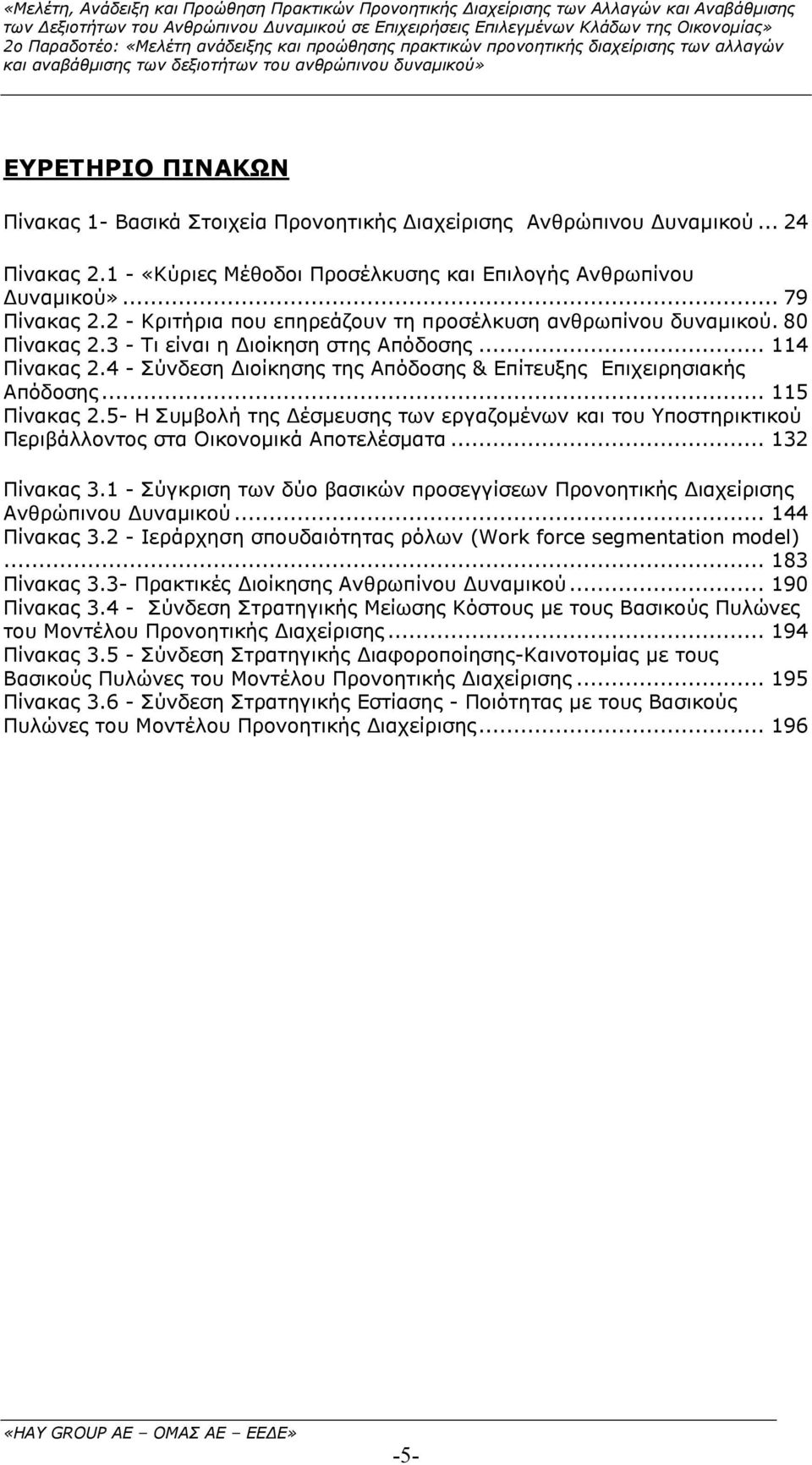 4 - Σύνδεση ιοίκησης της Απόδοσης & Επίτευξης Επιχειρησιακής Απόδοσης... 115 Πίνακας 2.5- Η Συµβολή της έσµευσης των εργαζοµένων και του Υποστηρικτικού Περιβάλλοντος στα Οικονοµικά Αποτελέσµατα.