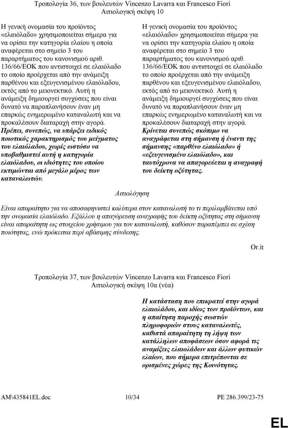 136/66/ΕΟΚ που αντιστοιχεί σε ελαιόλαδο το οποίο προέρχεται από την ανάµειξη παρθένου και εξευγενισµένου ελαιόλαδου, εκτός από το µειονεκτικό.