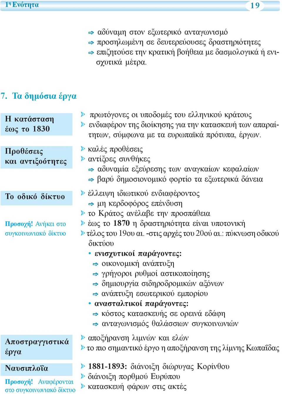 Αναφέρονται στο συγκοινωνιακό δίκτυο πρωτόγονες οι υποδομές του ελληνικού κράτους ενδιαφέρον της διοίκησης για την κατασκευή των απαραίτητων, σύμφωνα με τα ευρωπαϊκά πρότυπα, έργων.