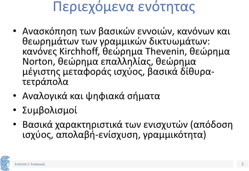 μέγιστης μεταφοράς ισχύος, βασικά δίθυρατετράπολα Αναλογικά και ψηφιακά σήματα Συμβολισμοί