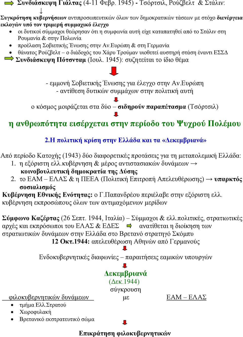 ότι η συμφωνία αυτή είχε καταπατηθεί από το Στάλιν στη Ρουμανία & στην Πολωνία προέλαση Σοβιετικής Ένωσης στην Αν.