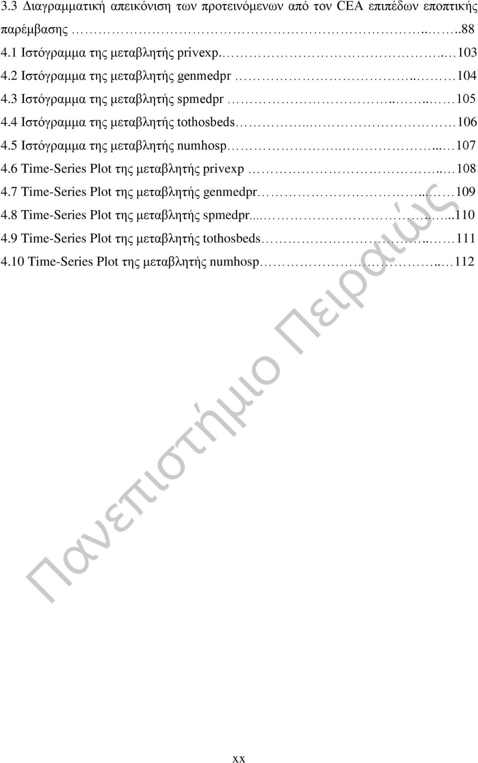 5 Ιστόγραμμα της μεταβλητής numhosp.... 107 4.6 Time-Series Plot της μεταβλητής privexp.. 108 4.7 Time-Series Plot της μεταβλητής genmedpr... 109 4.