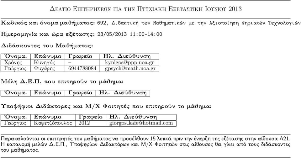 23/05/2013 11:00-14:00 Χρόνης Κυνηγός kynigos@ppp.uoa.