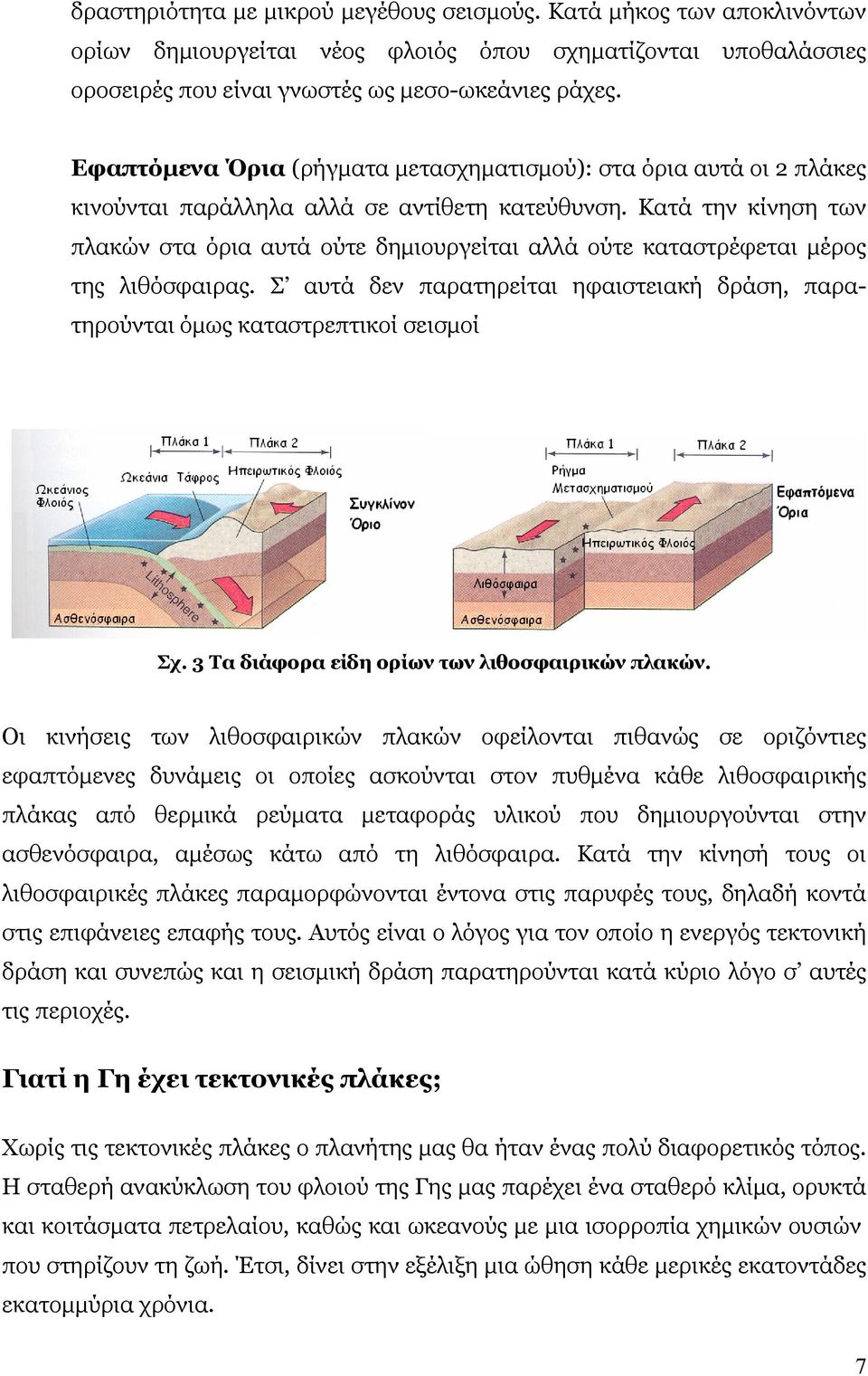 Κατά την κίνηση των πλακών στα όρια αυτά ούτε δημιουργείται αλλά ούτε καταστρέφεται μέρος της λιθόσφαιρας. Σ αυτά δεν παρατηρείται ηφαιστειακή δράση, παρατηρούνται όμως καταστρεπτικοί σεισμοί Σχ.