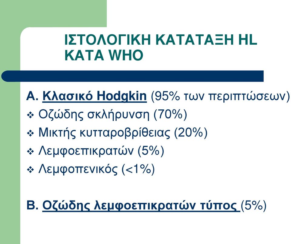 σκλήρυνση (70%) Μικτής κυτταροβρίθειας (20%)