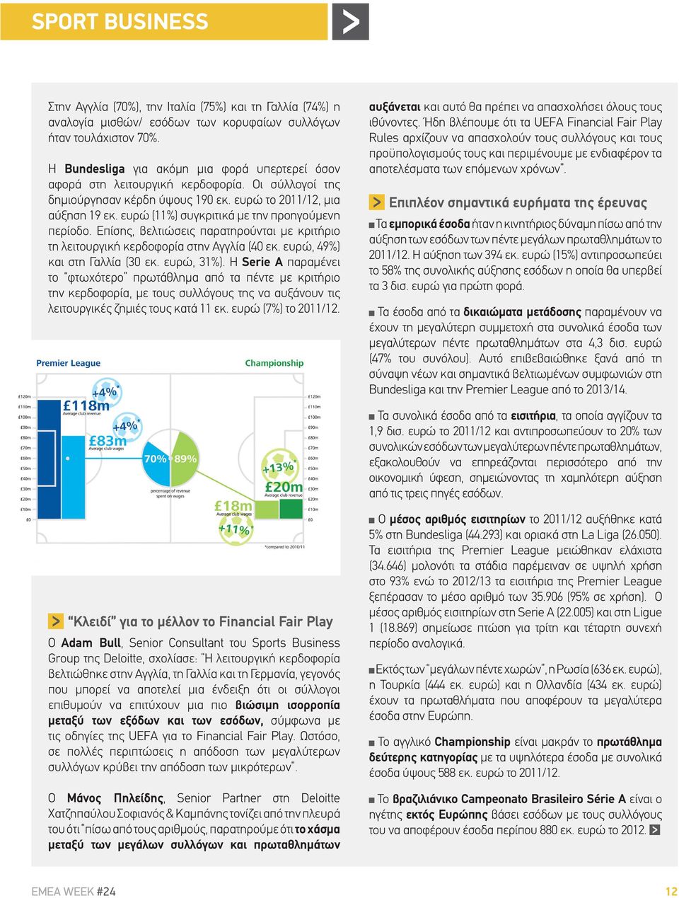 ευρώ (11%) συγκριτικά με την προηγούμενη περίοδο. Επίσης, βελτιώσεις παρατηρούνται με κριτήριο τη λειτουργική κερδοφορία στην Αγγλία (40 εκ. ευρώ, 49%) και στη Γαλλία (30 εκ. ευρώ, 31%).