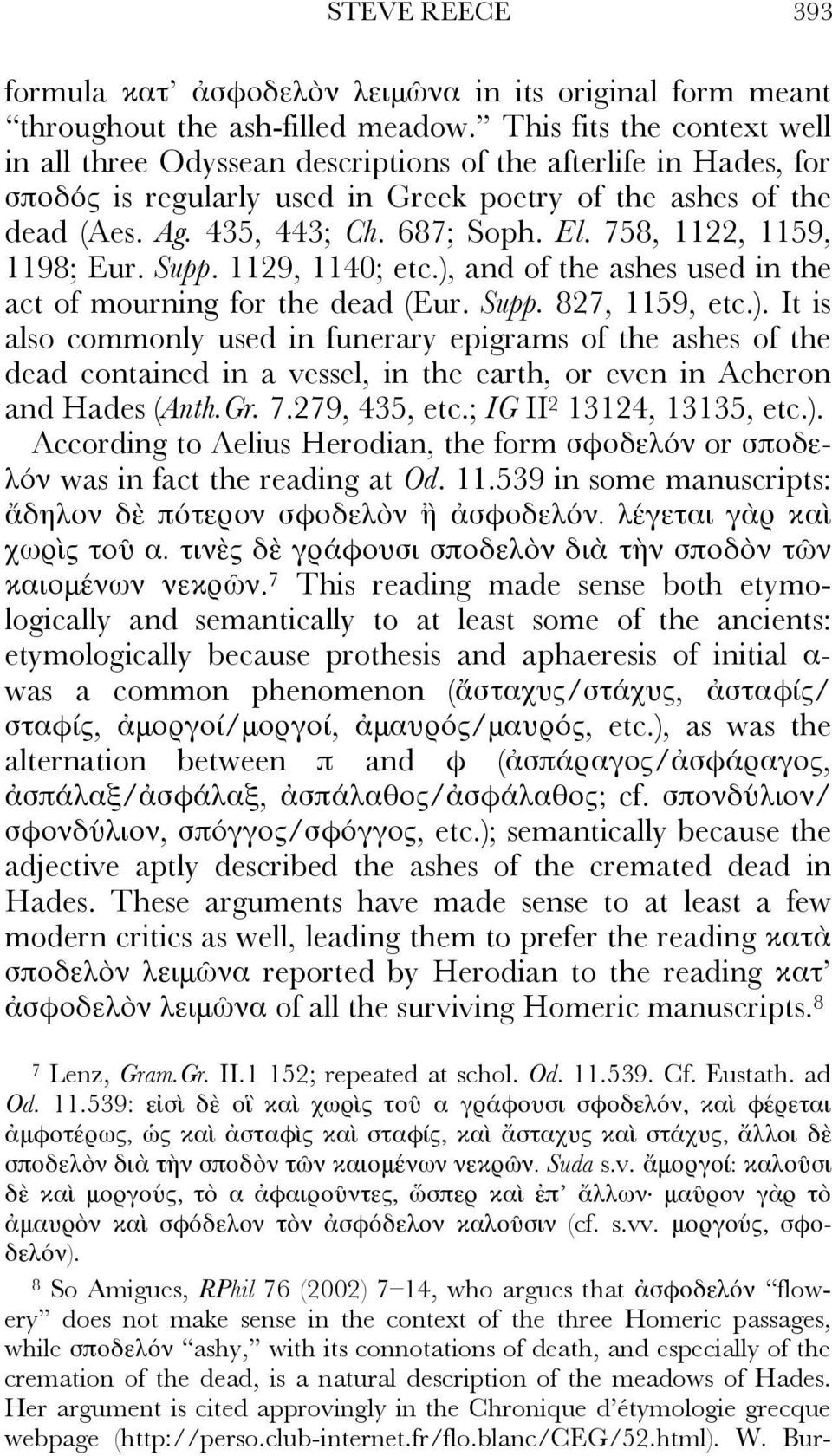 758, 1122, 1159, 1198; Eur. Supp. 1129, 1140; etc.), and of the ashes used in the act of mourning for the dead (Eur. Supp. 827, 1159, etc.). It is also commonly used in funerary epigrams of the ashes of the dead contained in a vessel, in the earth, or even in Acheron and Hades (Anth.