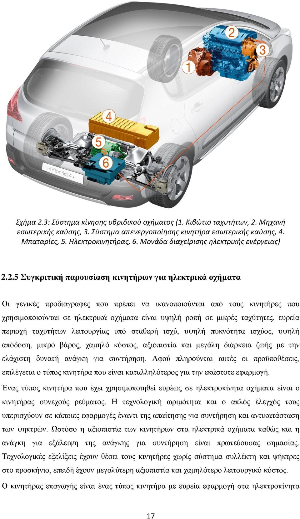 .5 Συγκριτική παρουσίαση κινητήρων για ηλεκτρικά οχήματα Οι γενικές προδιαγραφές που πρέπει να ικανοποιούνται από τους κινητήρες που χρησιμοποιούνται σε ηλεκτρικά οχήματα είναι υψηλή ροπή σε μικρές