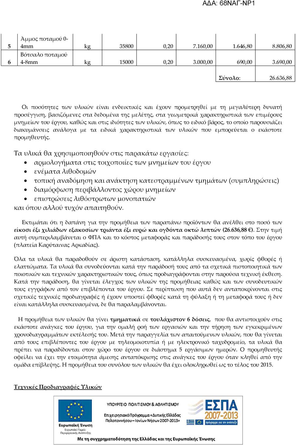 του έργου, καθώς και στις ιδιότητες των υλικών, όπως το ειδικό βάρος, το οποίο παρουσιάζει διακυμάνσεις ανάλογα με τα ειδικά χαρακτηριστικά των υλικών που εμπορεύεται ο εκάστοτε προμηθευτής.