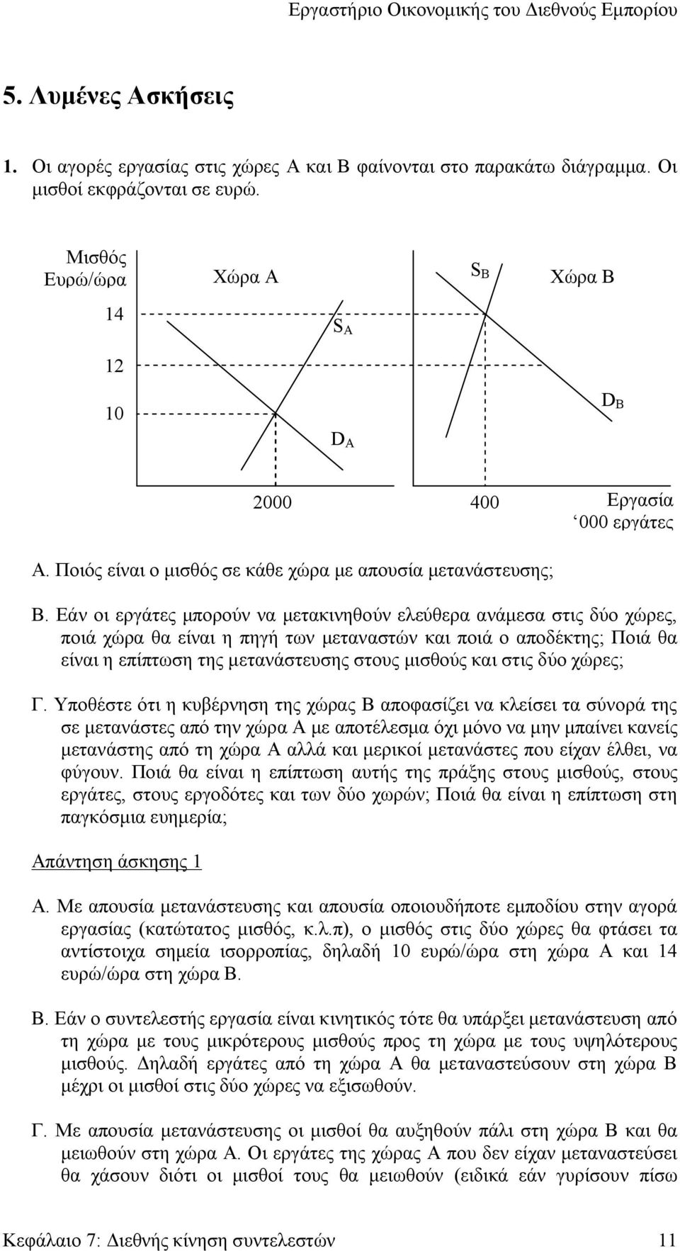 Εάν οι εργάτες μπορούν να μετακινηθούν ελεύθερα ανάμεσα στις δύο χώρες, ποιά χώρα θα είναι η πηγή των μεταναστών και ποιά ο αποδέκτης; Ποιά θα είναι η επίπτωση της μετανάστευσης στους μισθούς και