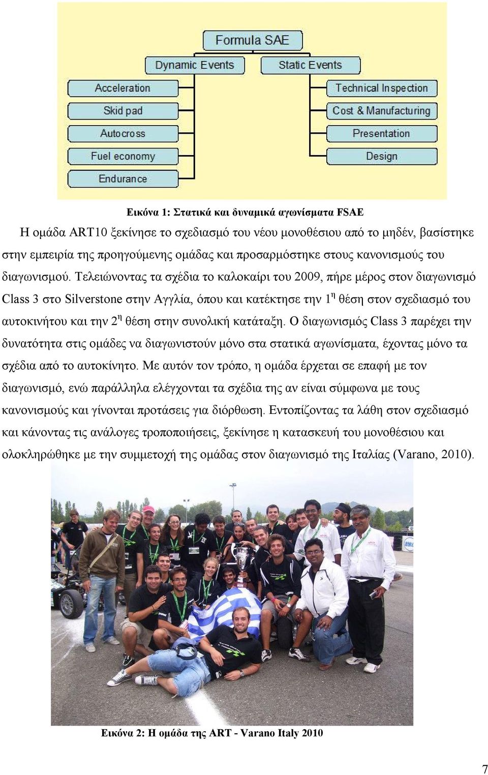 Τελειώνοντας τα σχέδια το καλοκαίρι του 2009, πήρε μέρος στον διαγωνισμό Class 3 στο Silverstone στην Αγγλία, όπου και κατέκτησε την 1 η θέση στον σχεδιασμό του αυτοκινήτου και την 2 η θέση στην