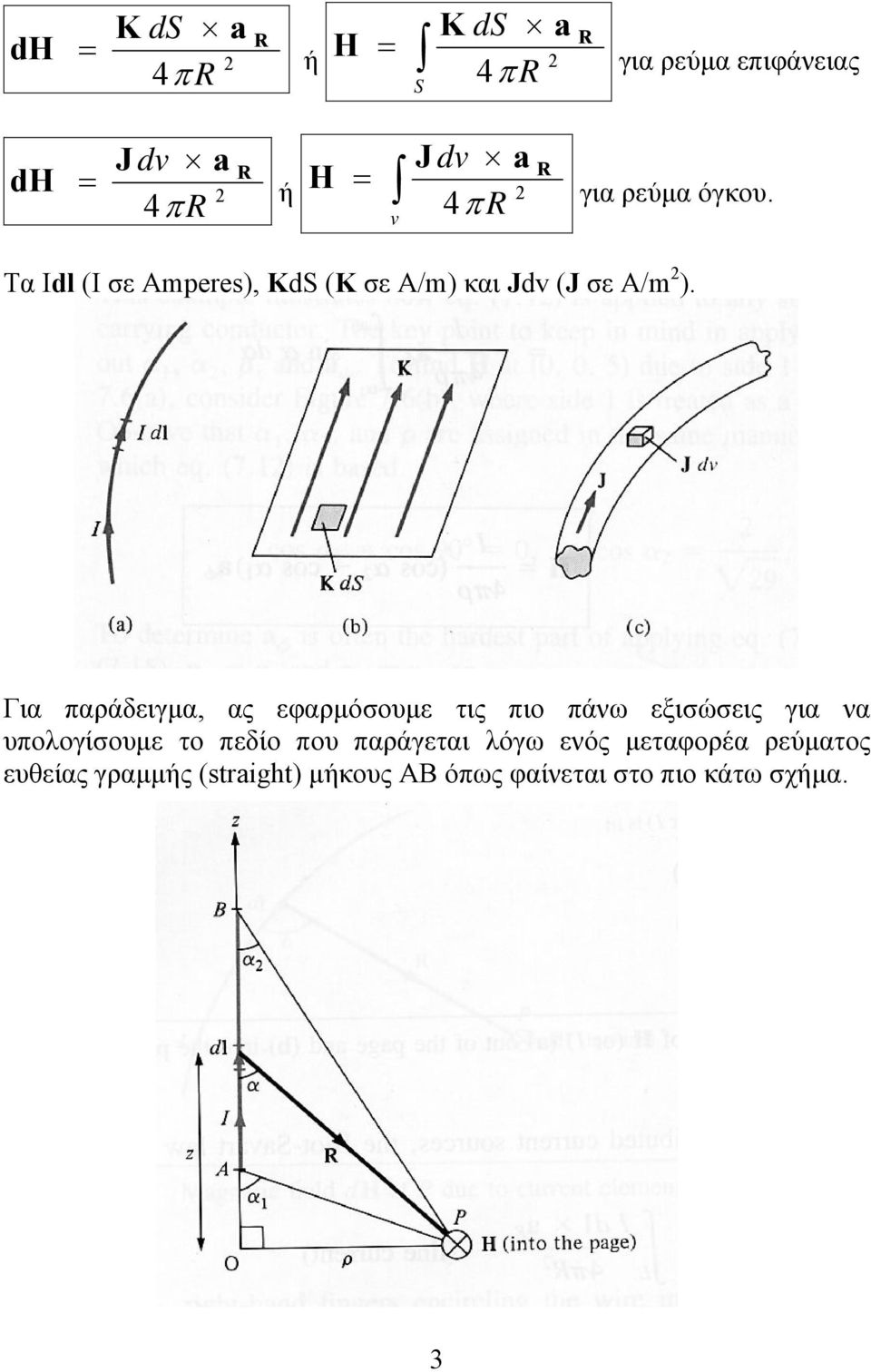 Για παράδειγμα, ας εφαρμόσουμε τις πιο πάνω εξισώσεις για να υπολογίσουμε το πεδίο που