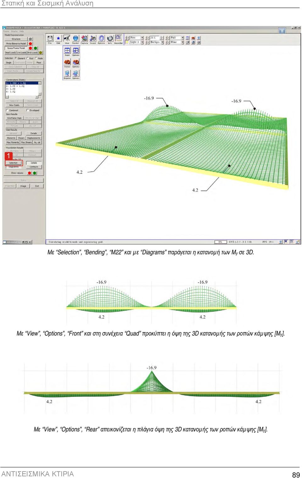 Με View, Options, Front και στη συνέχεια Quad προκύπτει η όψη της 3D κατανοµής