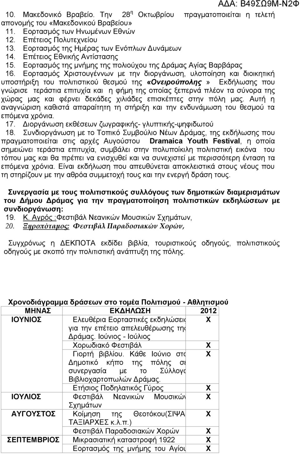 Εορτασμός Χριστουγέννων με την διοργάνωση, υλοποίηση και διοικητική υποστήριξη του πολιτιστικού θεσμού της «Ονειρούπολης» Εκδήλωσης που γνώρισε τεράστια επιτυχία και η φήμη της οποίας ξεπερνά πλέον