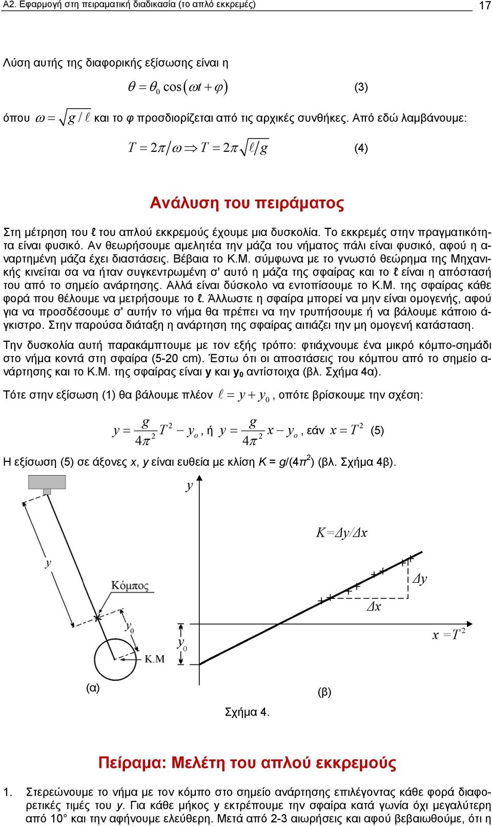 Αν θεωρήσουμε αμελητέα την μάζα του νήματος πάλι είναι φυσικό, αφού η α- ναρτημένη μάζα έχει διαστάσεις. Βέβαια το Κ.Μ.