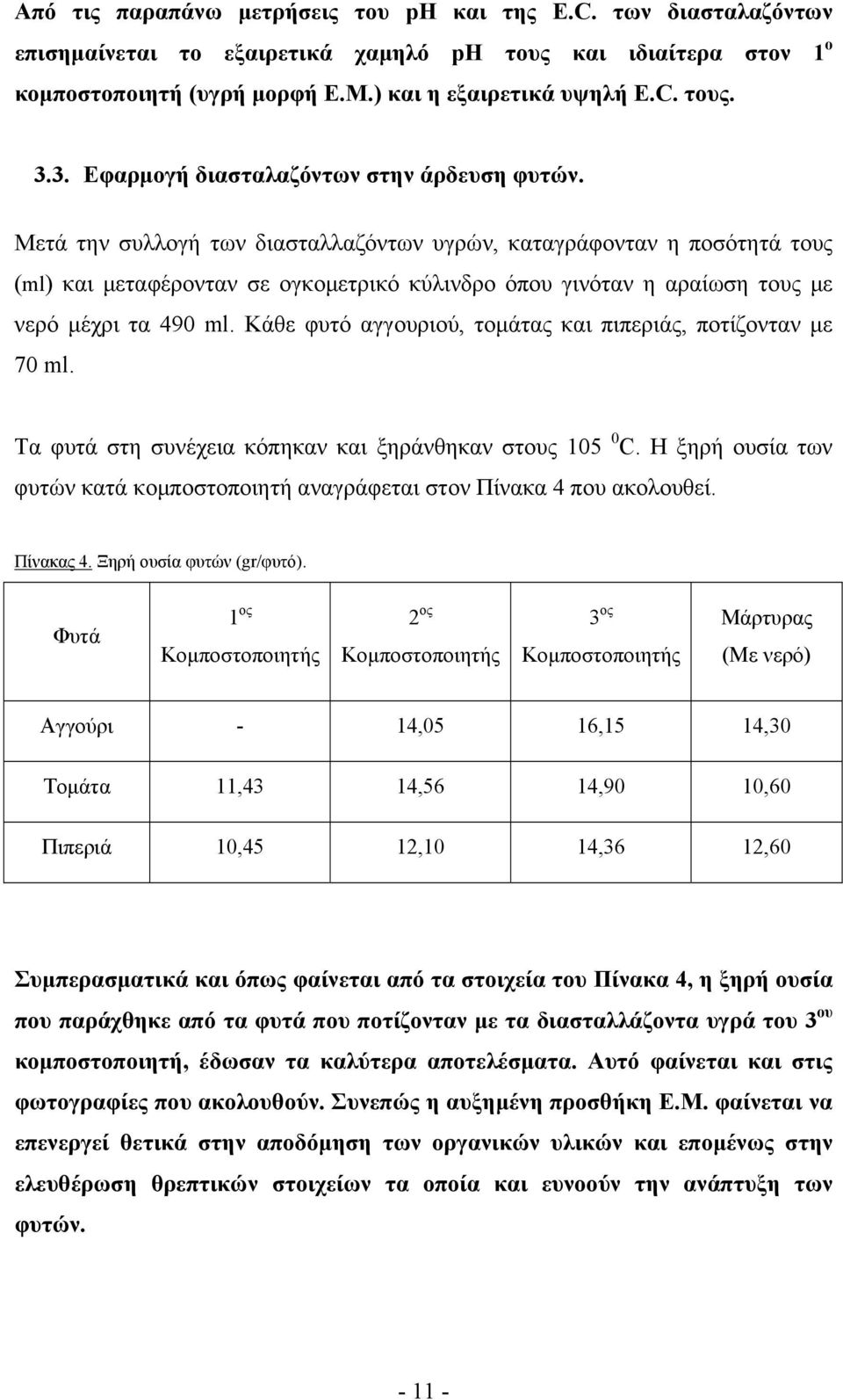 Μετά την συλλογή των διασταλλαζόντων υγρών, καταγράφονταν η ποσότητά τους (ml) και μεταφέρονταν σε ογκομετρικό κύλινδρο όπου γινόταν η αραίωση τους με νερό μέχρι τα 490 ml.