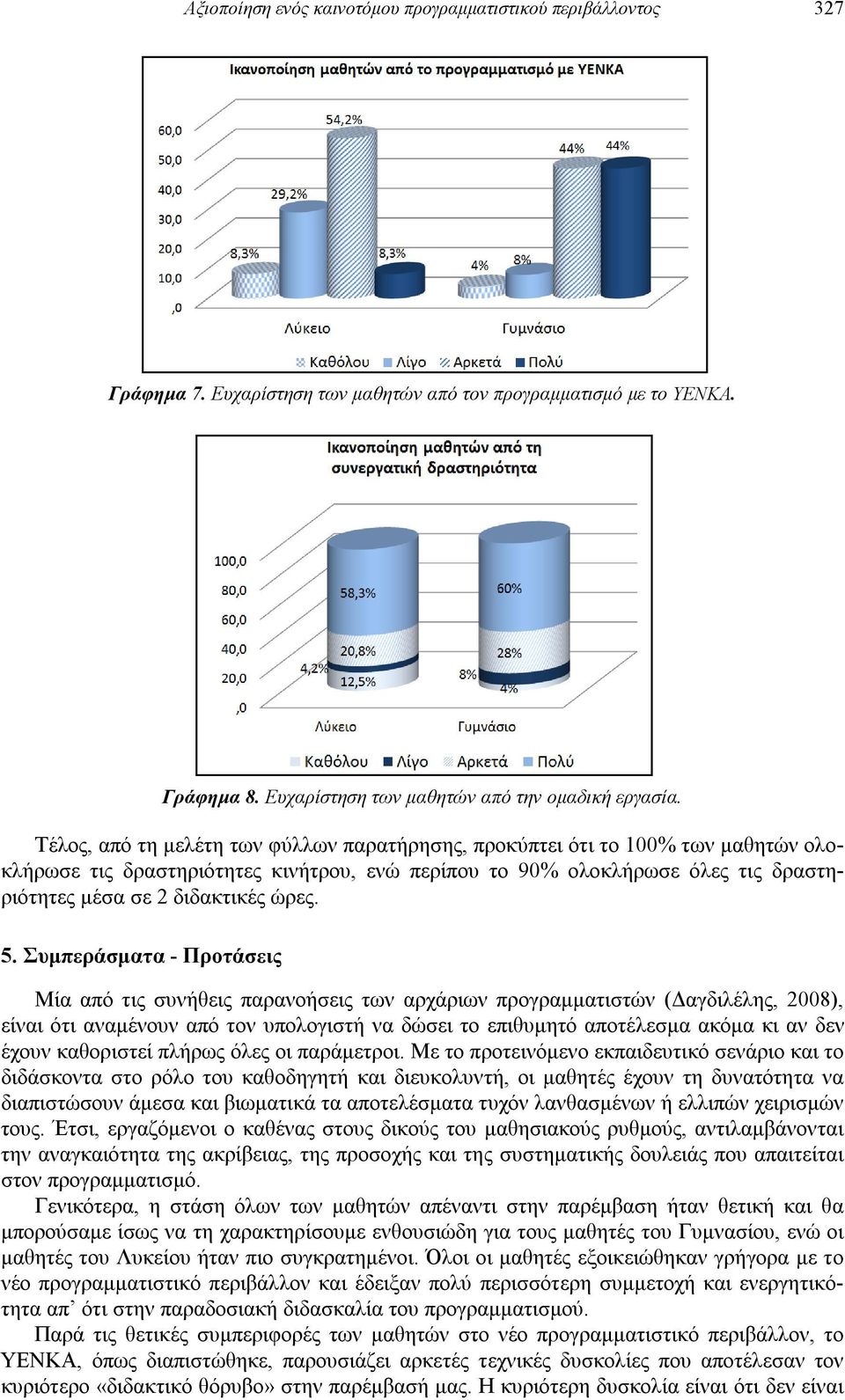 5. Συμπεράσματα - Προτάσεις Μία από τις συνήθεις παρανοήσεις των αρχάριων προγραμματιστών (Δαγδιλέλης, 2008), είναι ότι αναμένουν από τον υπολογιστή να δώσει το επιθυμητό αποτέλεσμα ακόμα κι αν δεν