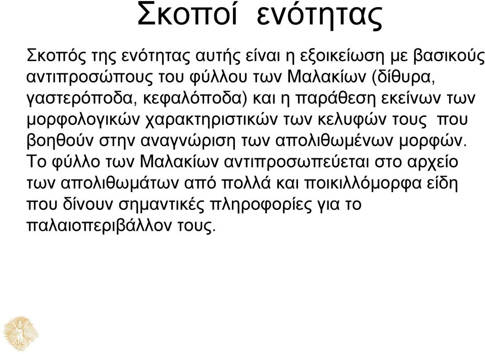 κελυφών τους που βοηθούν στην αναγνώριση των απολιθωμένων μορφών.