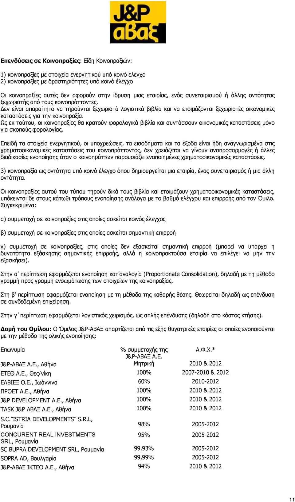 Δεν είναι απαραίτητο να τηρούνται ξεχωριστά λογιστικά βιβλία και να ετοιμάζονται ξεχωριστές οικονομικές καταστάσεις για την κοινοπραξία.