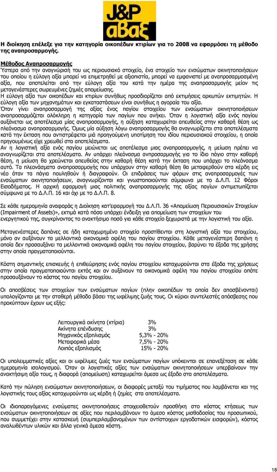 εμφανιστεί με αναπροσαρμοσμένη αξία, που αποτελείται από την εύλογη αξία του κατά την ημέρα της αναπροσαρμογής μείον τις μεταγενέστερες σωρευμένες ζημιές απομείωσης.