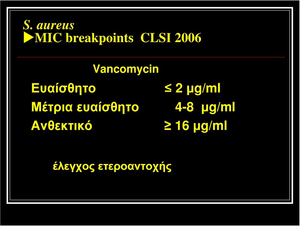 ευαίσθητο Ανθεκτικό 2 μg/ml 4-8
