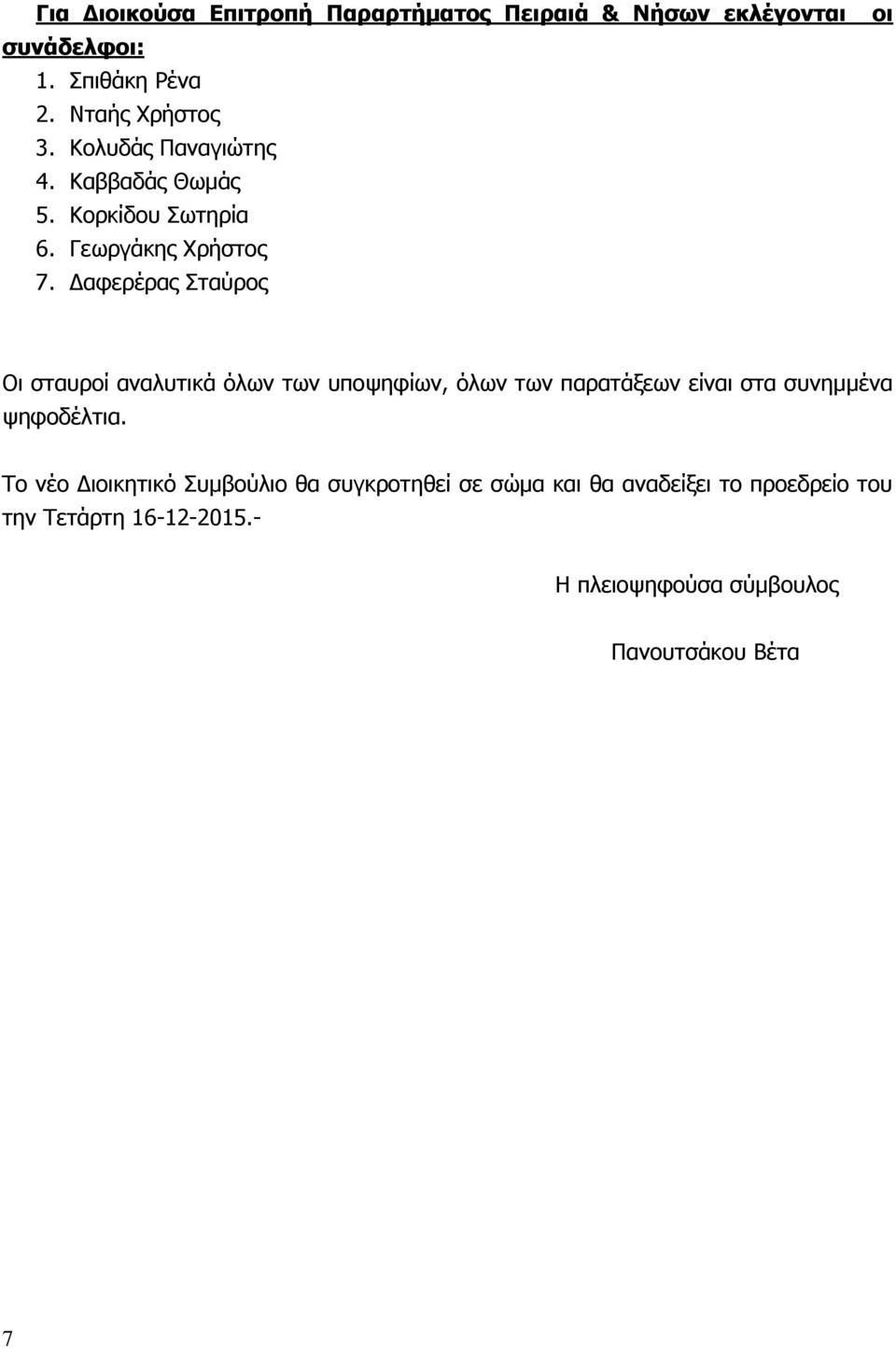 Δαφερέρας Σταύρος οι Οι σταυροί αναλυτικά όλων των υποψηφίων, όλων των παρατάξεων είναι στα συνημμένα