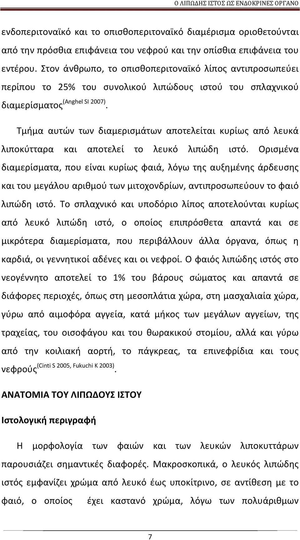 Τμήμα αυτών των διαμερισμάτων αποτελείται κυρίως από λευκά λιποκύτταρα και αποτελεί το λευκό λιπώδη ιστό.