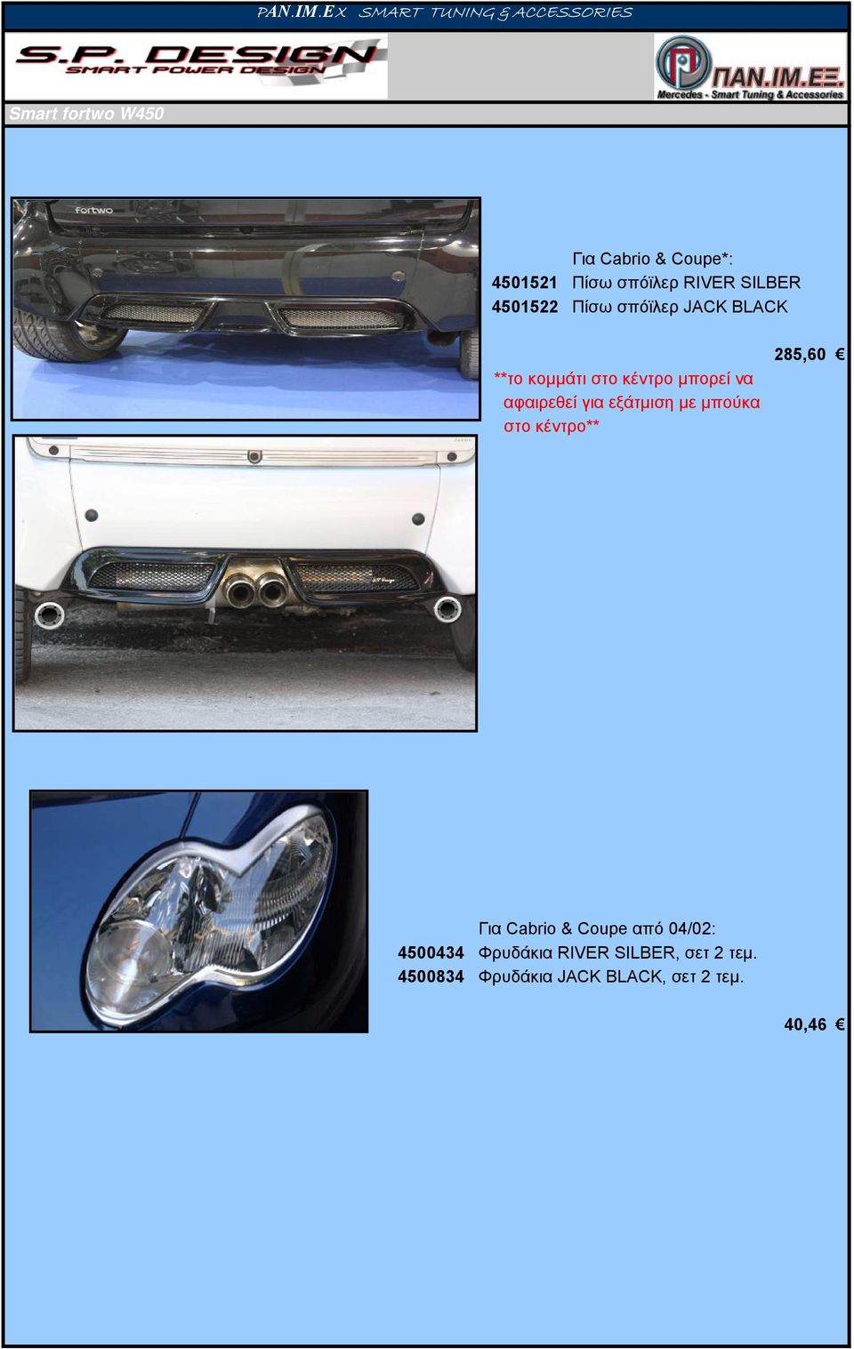 εξάτμιση με μπούκα στο κέντρο** 285,60 Για Cabrio & Coupe από 04/02: