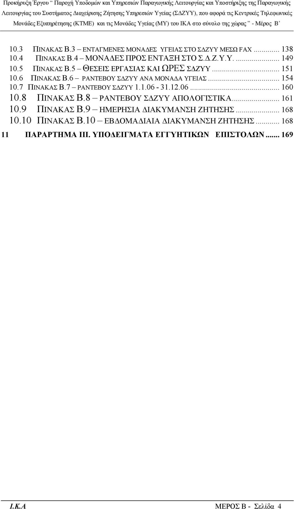 7 ΡΑΝΤΕΒΟΥ Σ ΖΥΥ 1.1.06-31.12.06... 160 10.8 ΠΙΝΑΚΑΣ Β.8 ΡΑΝΤΕΒΟΥ Σ ΖΥΥ ΑΠΟΛΟΓΙΣΤΙΚΑ... 161 10.9 ΠΙΝΑΚΑΣ Β.