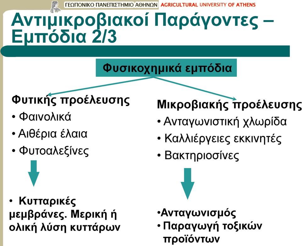 Ανταγωνιστική χλωρίδα Καλλιέργειες εκκινητές Βακτηριοσίνες Κυτταρικές