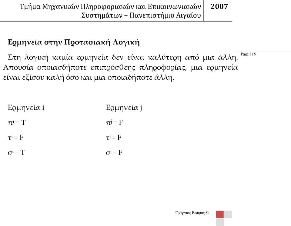 Απουσία οποιασδήποτε επιπρόσθεης πληροφορίας, μια ερμηνεία είναι εξίσου καλή όσο και μια