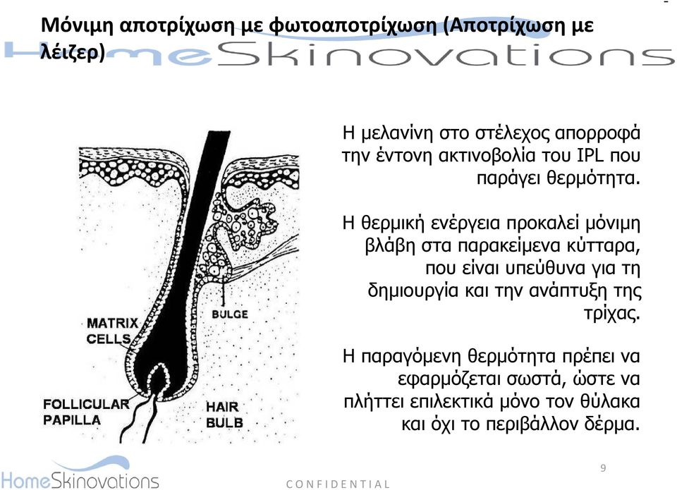 Η θερμική ενέργεια προκαλεί μόνιμη βλάβη στα παρακείμενα κύτταρα, που είναι υπεύθυνα για τη δημιουργία και