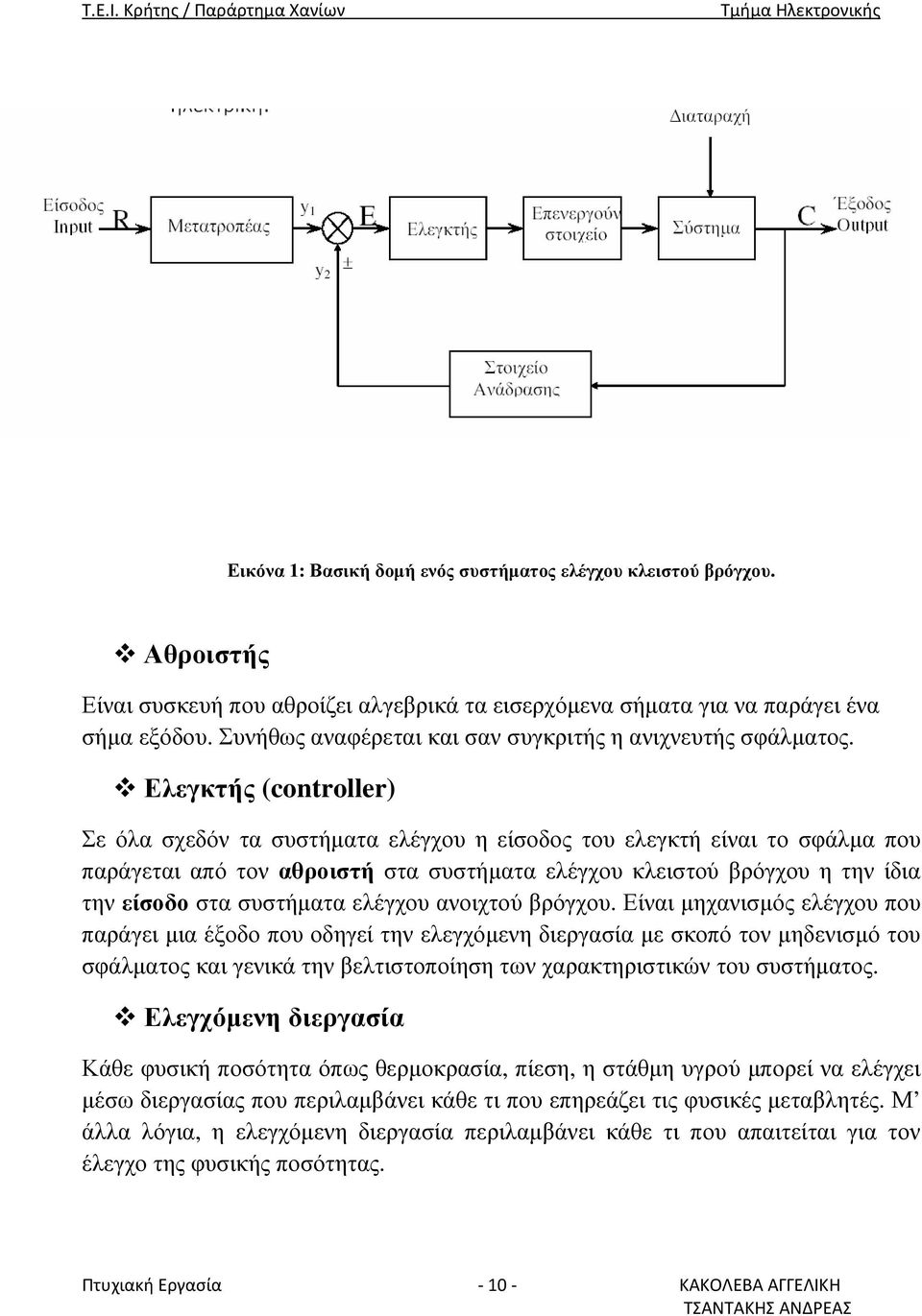 Ελεγκτής (controller) Σε όλα σχεδόν τα συστήµατα ελέγχου η είσοδος του ελεγκτή είναι το σφάλµα που παράγεται από τον αθροιστή στα συστήµατα ελέγχου κλειστού βρόγχου η την ίδια την είσοδο στα